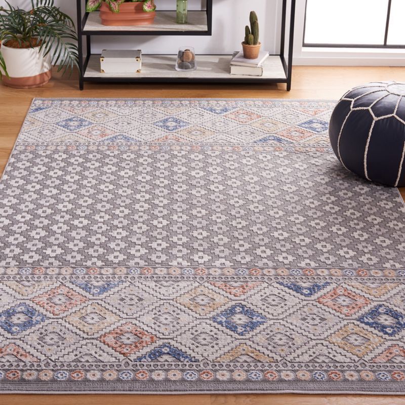 Eternal Grace Hand-Knotted Blue Wool & Synthetic 79" Square Rug