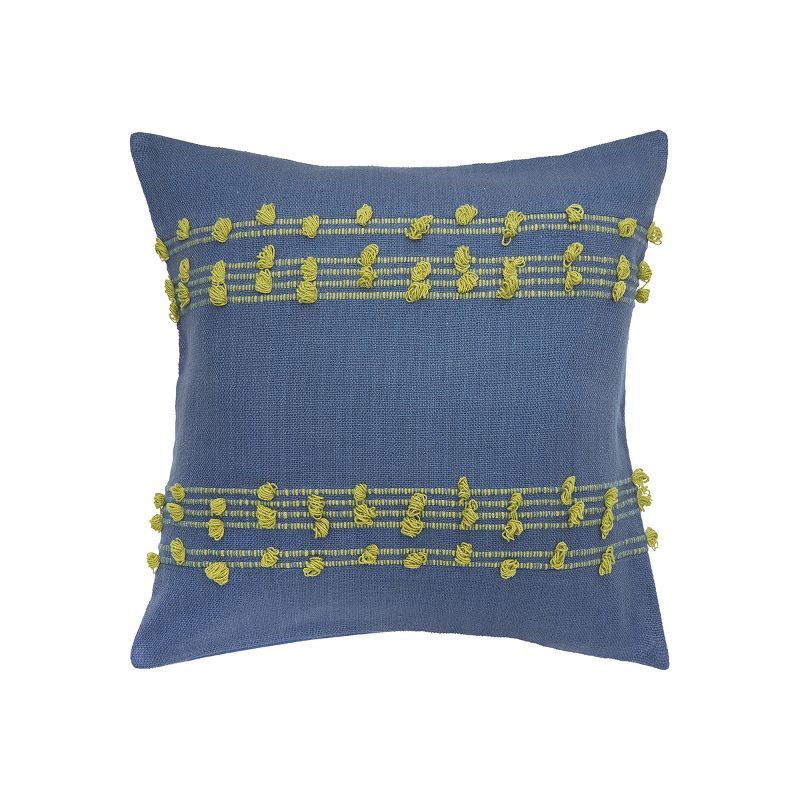 Indigo and Citron Handcrafted Tufted Throw Pillow