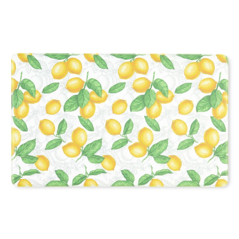 White and Yellow Lemon Print Anti-Fatigue Kitchen Mat