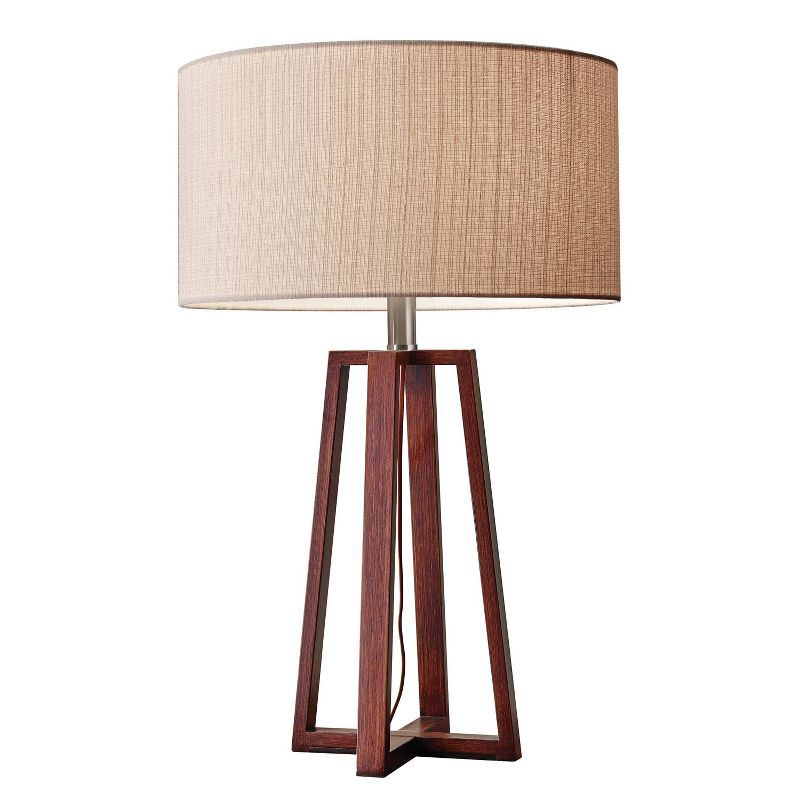 Quinn 23.75" Walnut Wood Table Lamp with Linen Shade