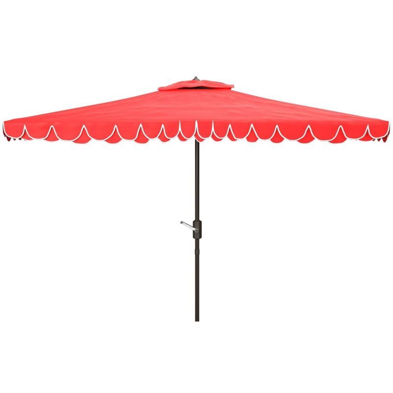 Elegant Red Aluminum Rectangular Patio Umbrella with Valance