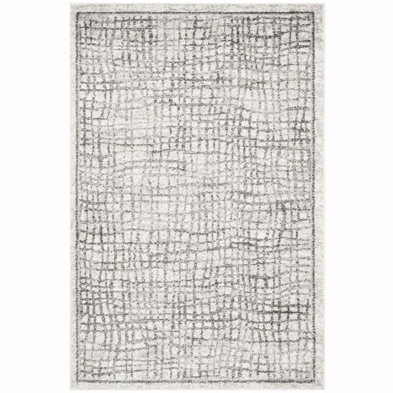 Ivory and Silver Rectangular Synthetic Area Rug, 4' x 6'