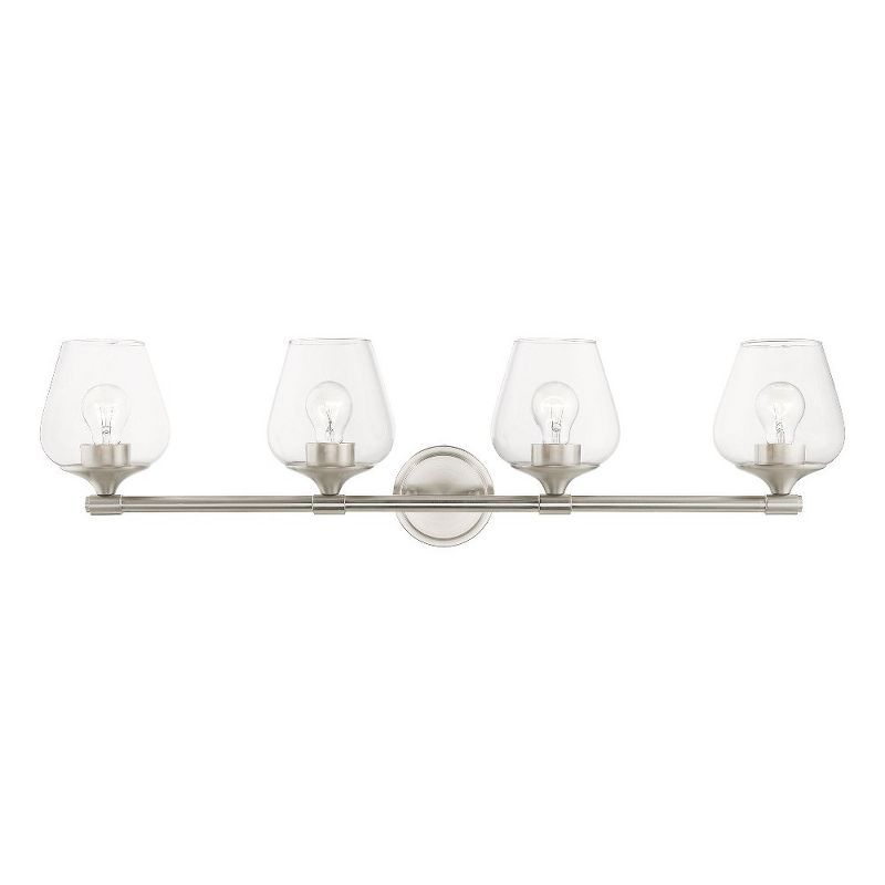 Willow Brushed Nickel 4-Light Vanity with Clear Glass Shades