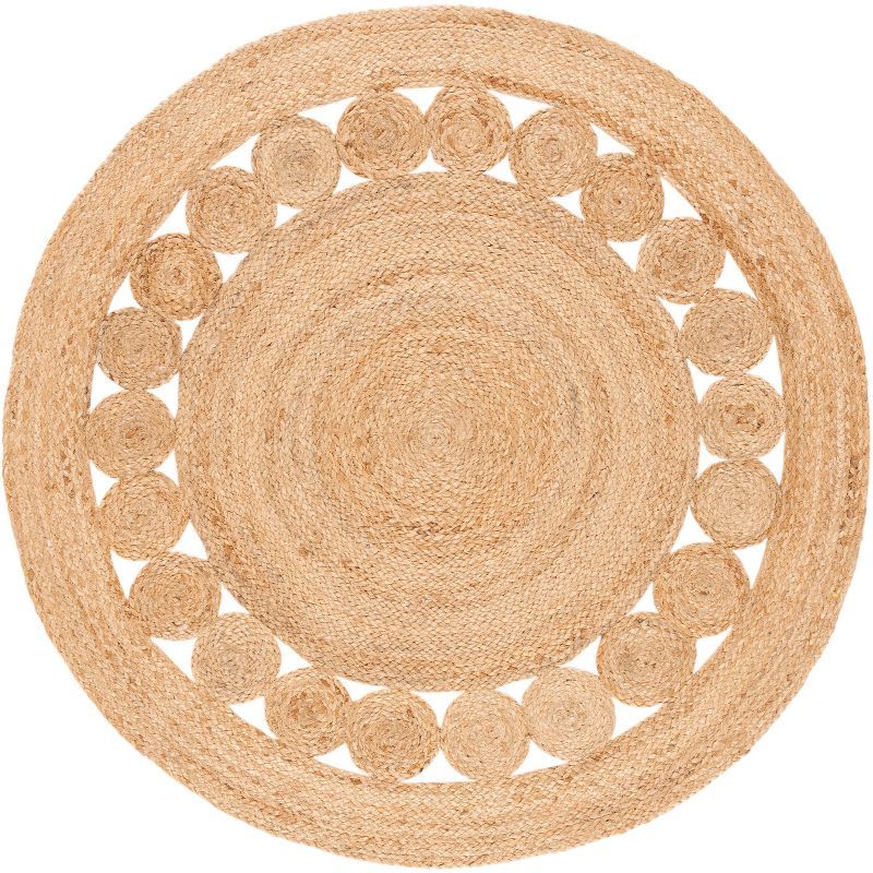 Natural Jute Handwoven Round Area Rug, 4 Feet
