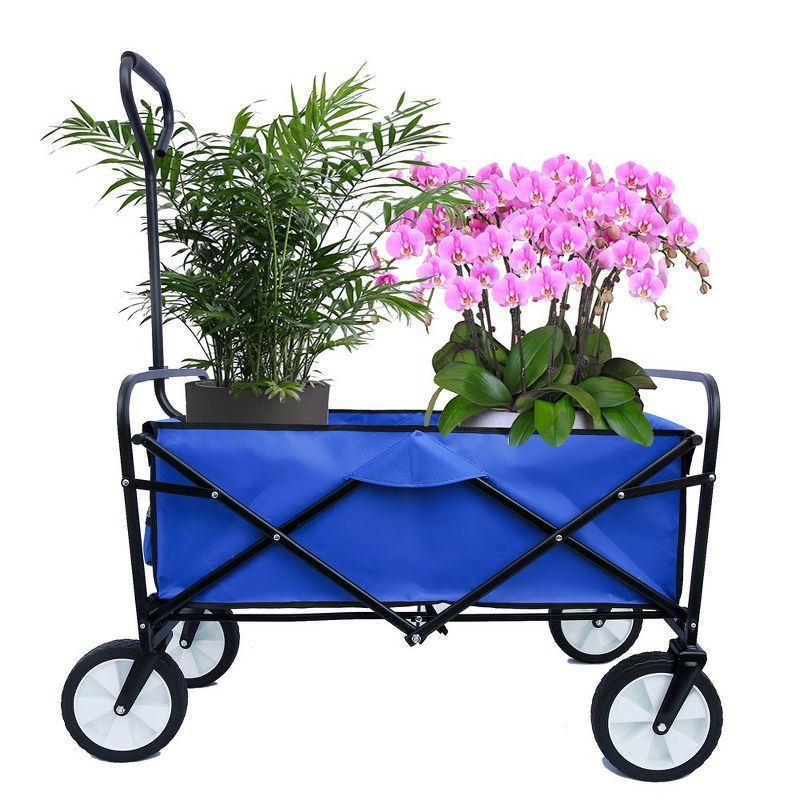 Blue Heavy-Duty Folding Utility Wagon Cart