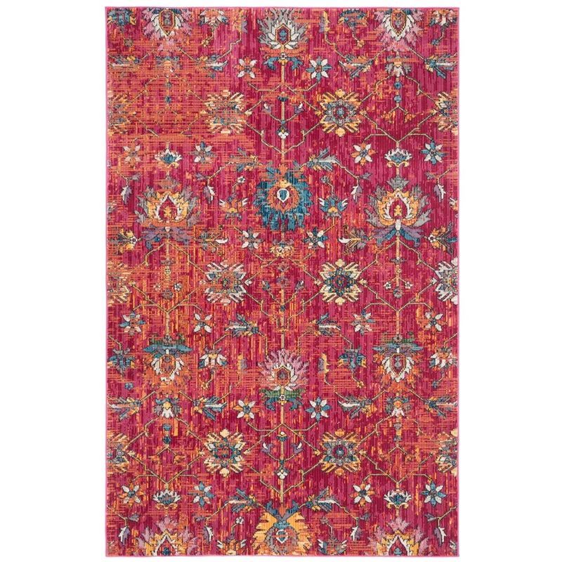 Hand-Knotted Red and Multi Cotton Synthetic Area Rug 4' x 6'