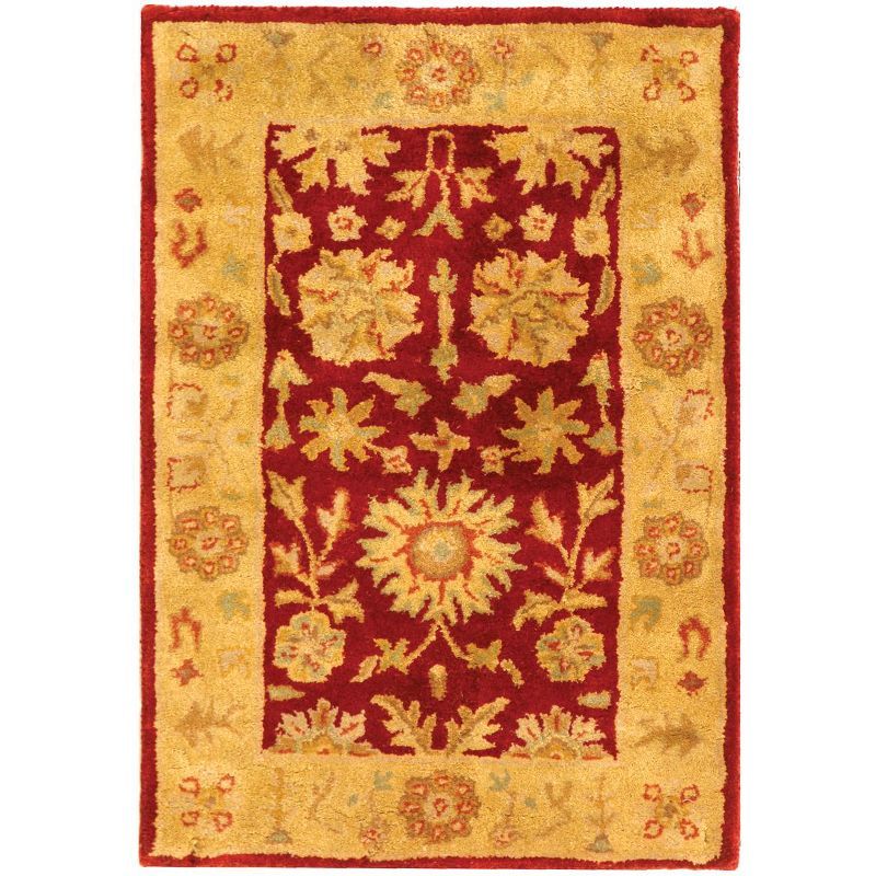 Elegant Heritage Red and Gold Hand-Tufted Wool Area Rug - 2' x 3'