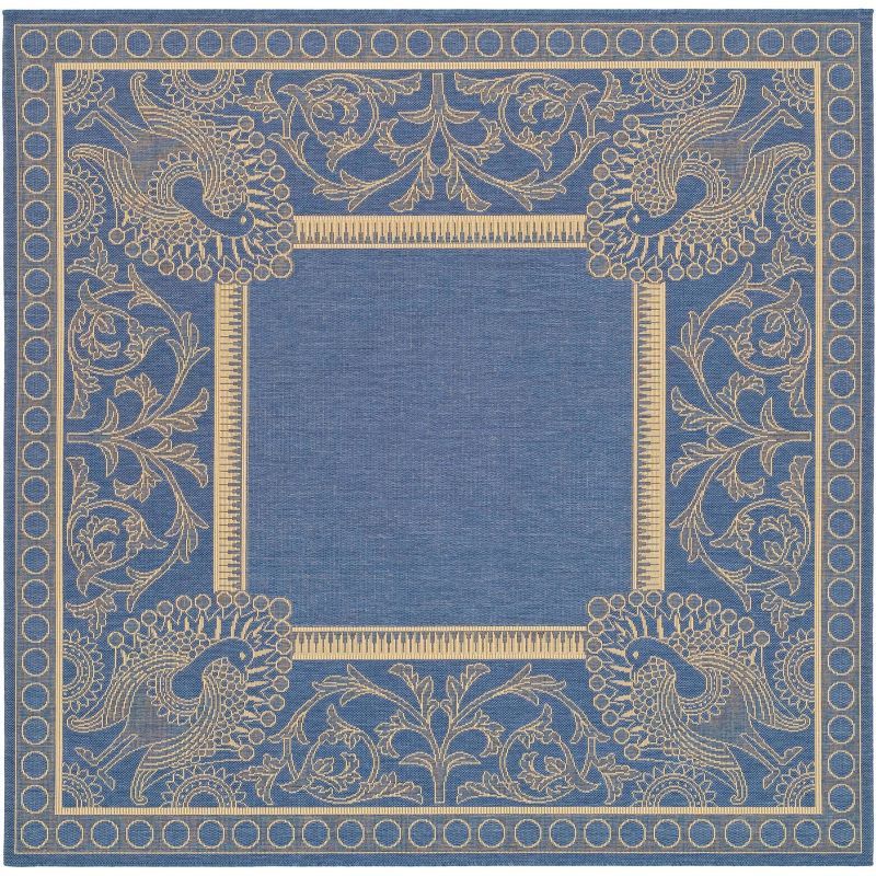 Blue Baroque Print Square Synthetic Indoor/Outdoor Area Rug