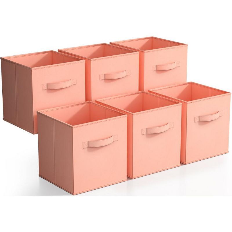 Sorbus 11 Inch Orange Fabric Collapsible Storage Cubes - 6 Pack