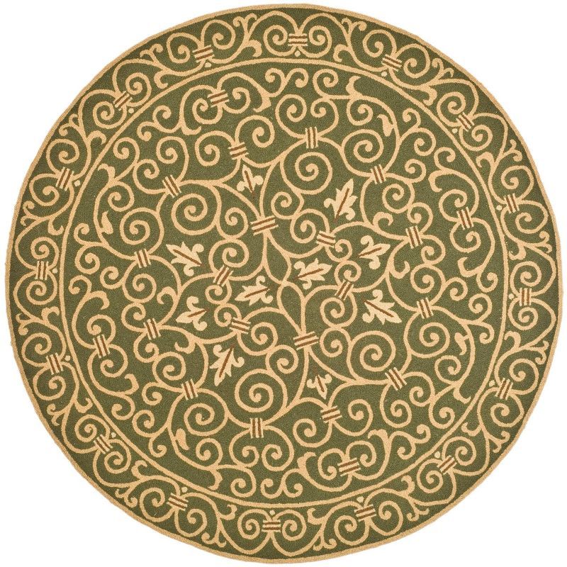 Handmade Light Green Wool Round Area Rug