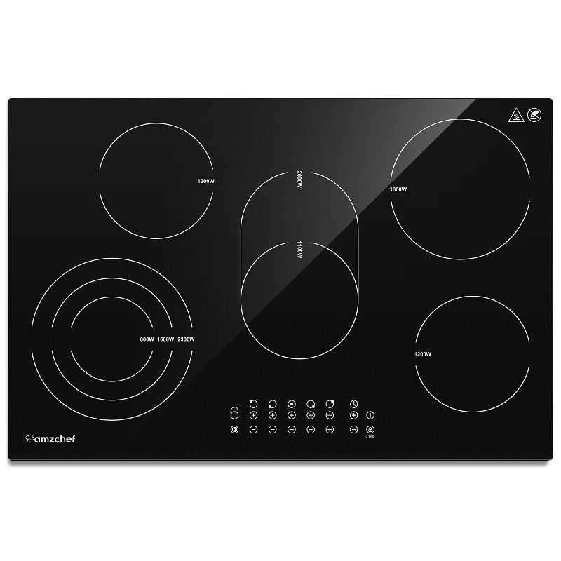 30-Inch Black Ceramic 5-Burner Touch Control Cooktop