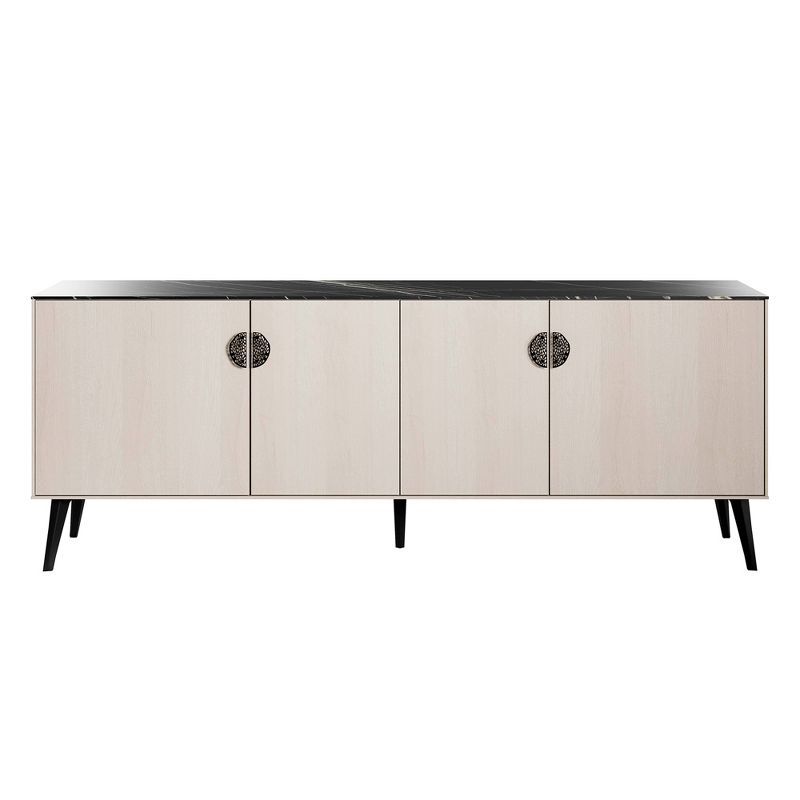 Haley 78.7" Black and White Mid-Century Modern Sideboard