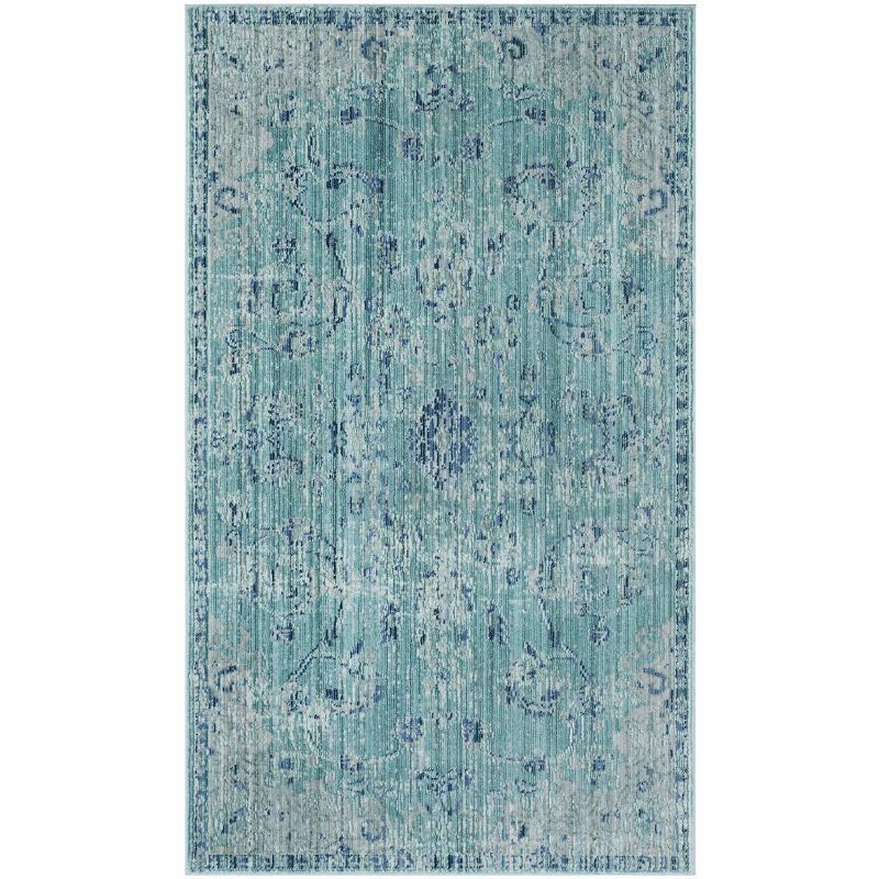 Teal Multi 3' x 5' Reversible Wool Synthetic Area Rug