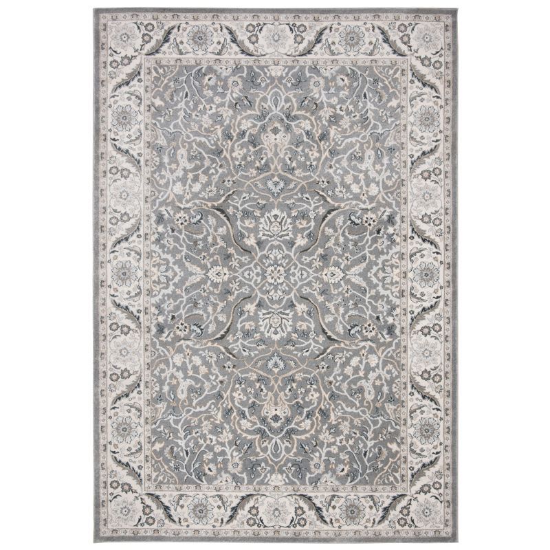 Elegant Isabella Grey Round Synthetic Area Rug, 4' x 6'