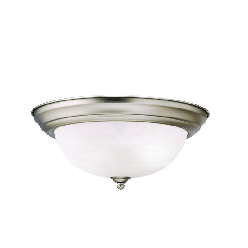 Brushed Nickel 13.25" Flush Mount Light with Alabaster Glass