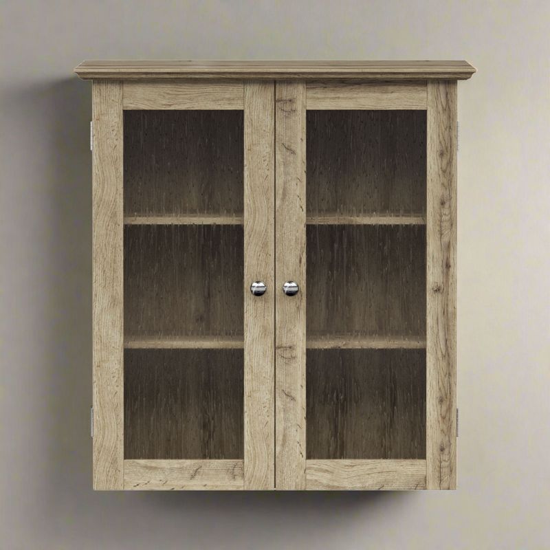 Connor Light Oak Two-Door Wall Cabinet with Adjustable Shelves