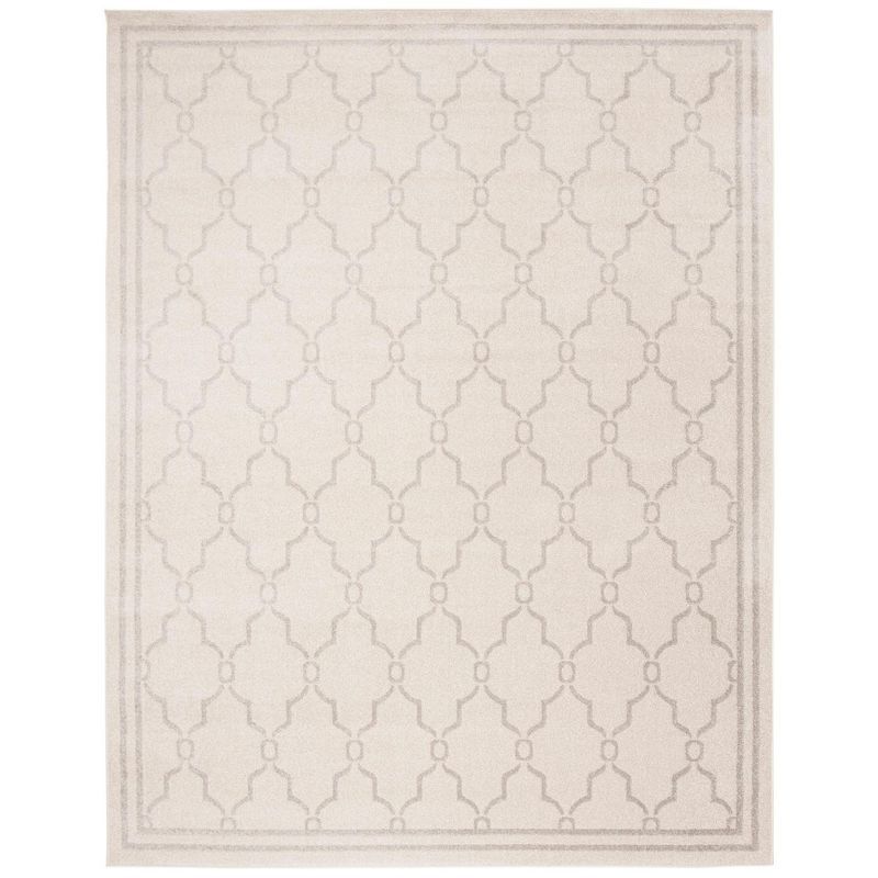 Elegant Ivory and Light Grey Geometric 8' x 10' Synthetic Area Rug