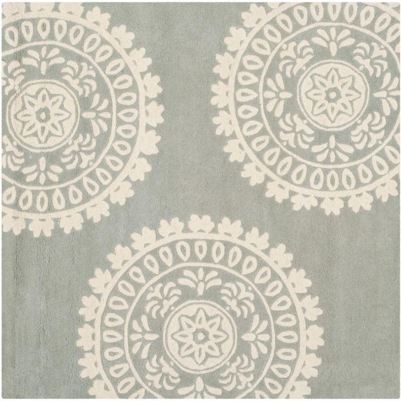 Bella Gray and Ivory Hand-Tufted Wool Square Area Rug
