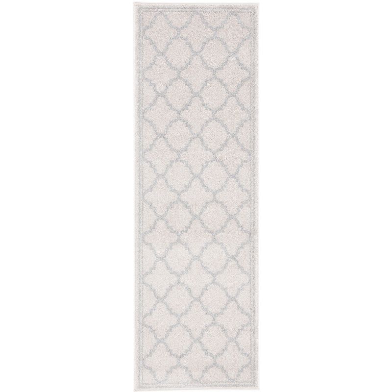 Beige and Light Grey Geometric Hand-knotted Runner Rug