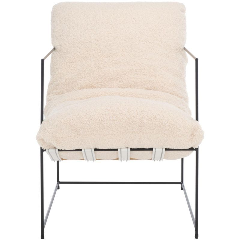 Creme and Black Metal Barrel Accent Chair