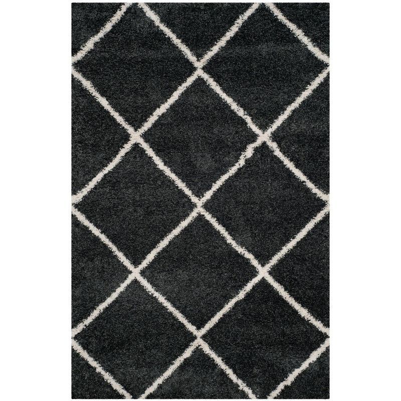 Reversible Dark Grey/Ivory Diamond Shag 6' x 9' Area Rug