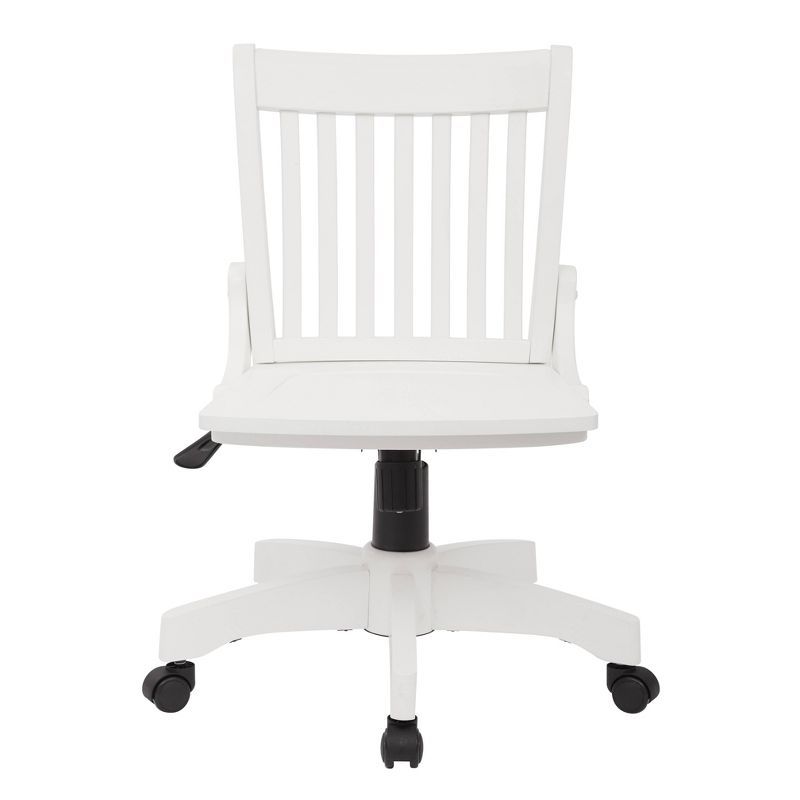 Mid-Century White Wood Bankers Swivel Chair with Steel Base