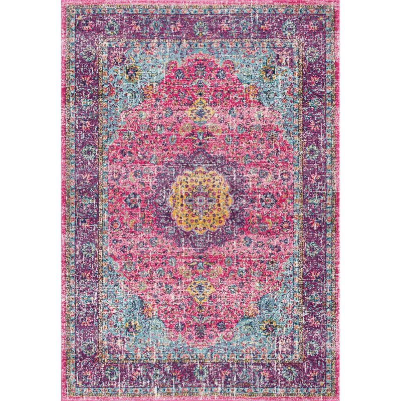 Verona Pink Rectangular Easy-Care Synthetic Area Rug, 2' x 3'