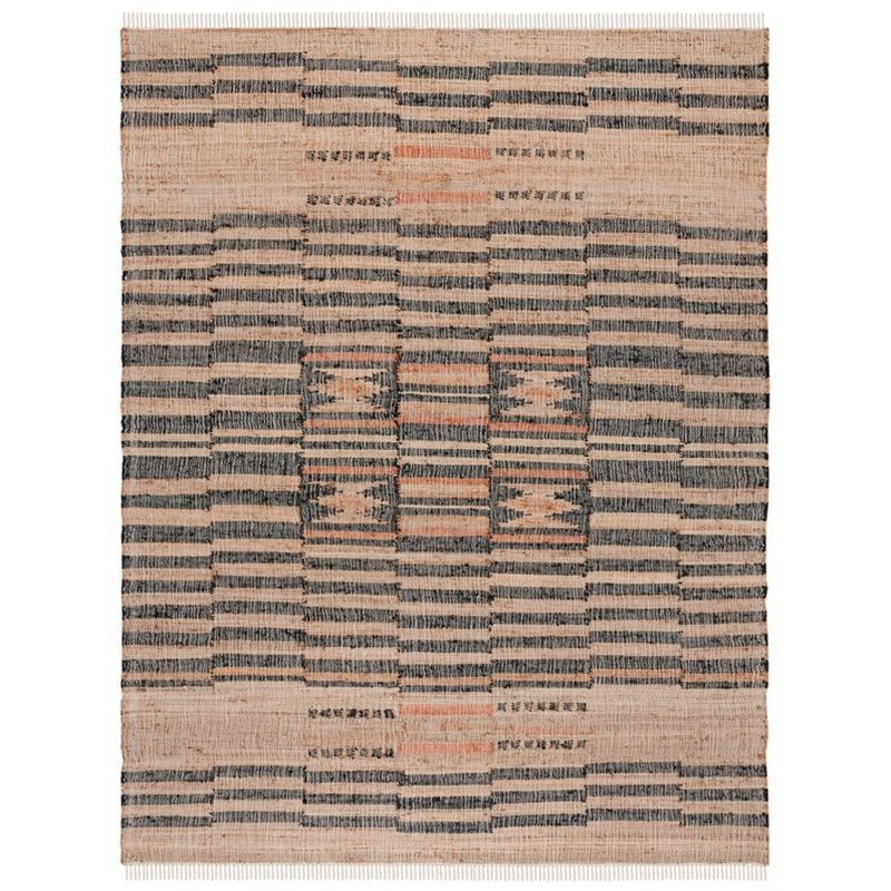 Bohemian Nomad Black Cotton 8' x 10' Handwoven Kilim Area Rug