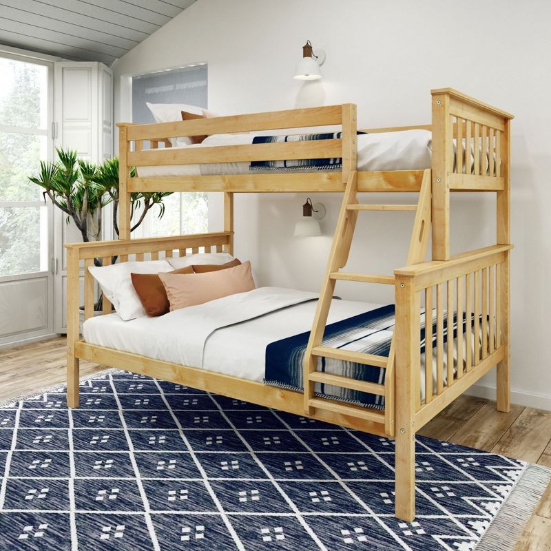 Natural Pine Twin Over Full Bunk Bed with Ladder and Slats