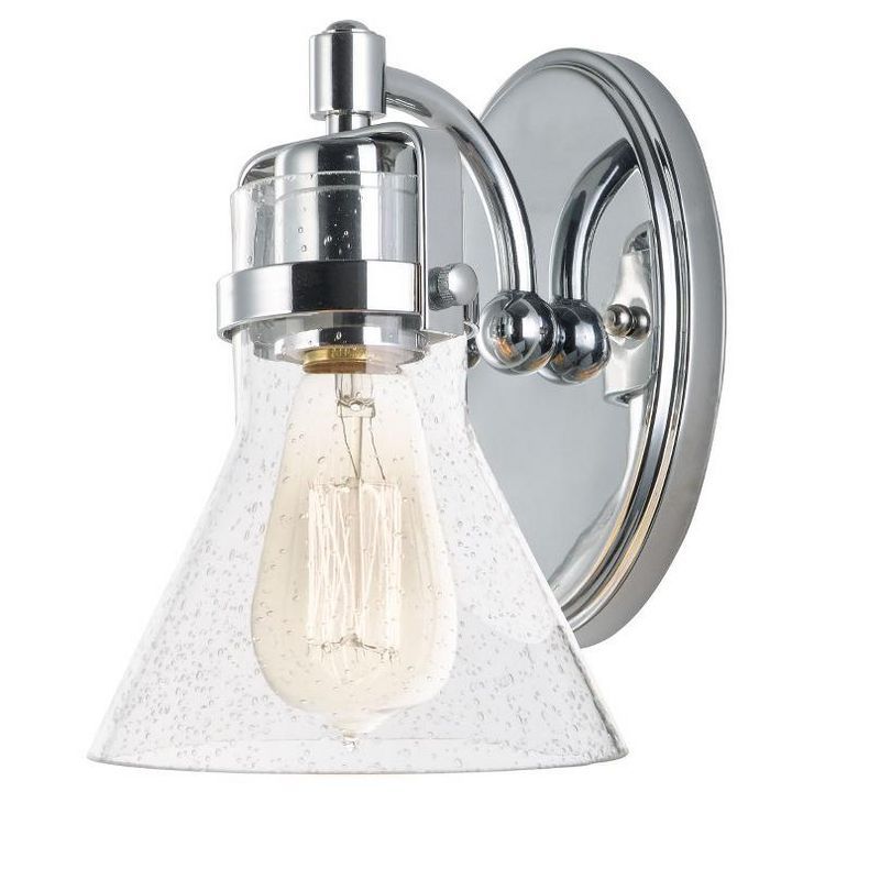 Polished Chrome LED Wall Sconce with Seedy Glass Shade