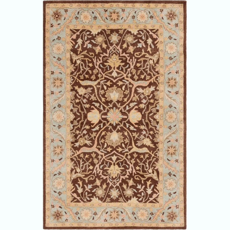 Handmade Brown and Green Wool Tufted Area Rug