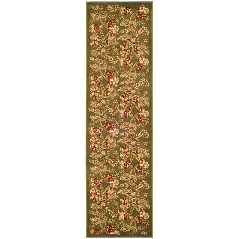 Lyndhurst Sage Floral Synthetic Runner Rug 2'3" x 8'