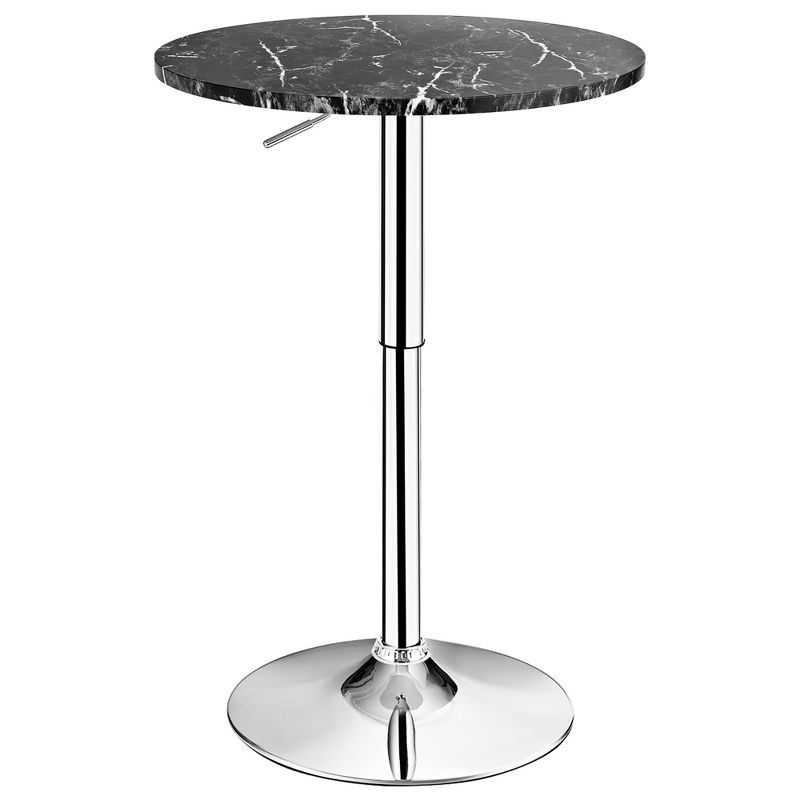 Black Marble Adjustable Height Round Bistro Table