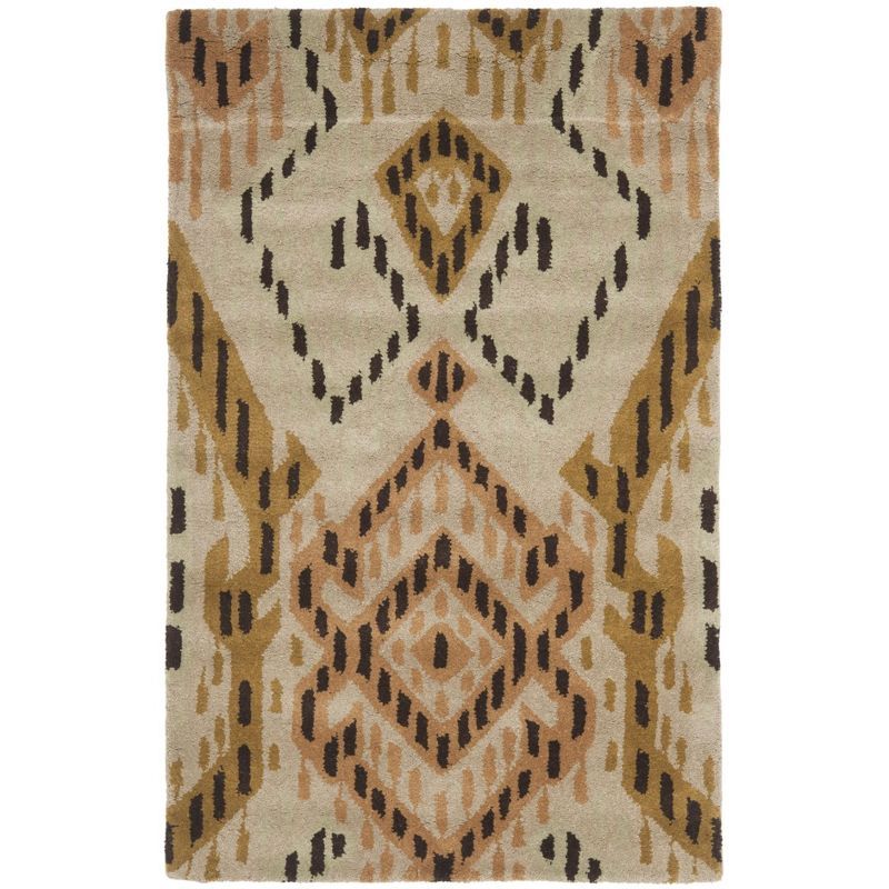 Ivory Rectangular Handmade Wool Tufted Area Rug