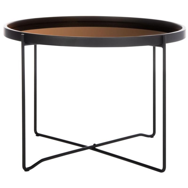 Ruby Black and Rose Gold Round Tray Accent Table