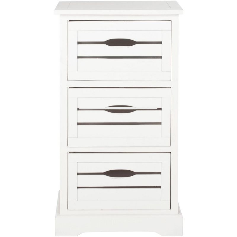 Samara Distressed Cream Pine Wood 3-Drawer Night Table