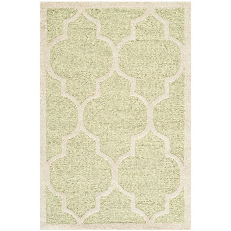 Handmade Light Green Ivory Tufted Wool Area Rug 2'6" x 4'
