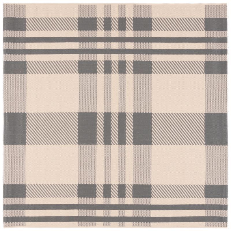 Reversible Grey/Bone Synthetic 4' Square Easy-Care Rug