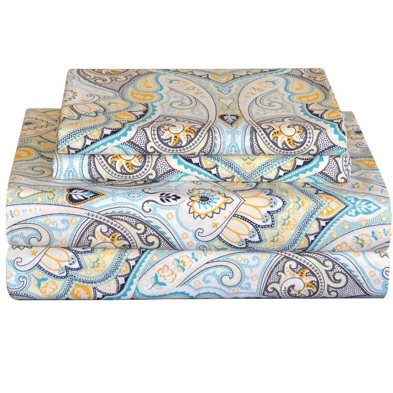 Cypress Queen Cotton Percale Paisley Sheet Set