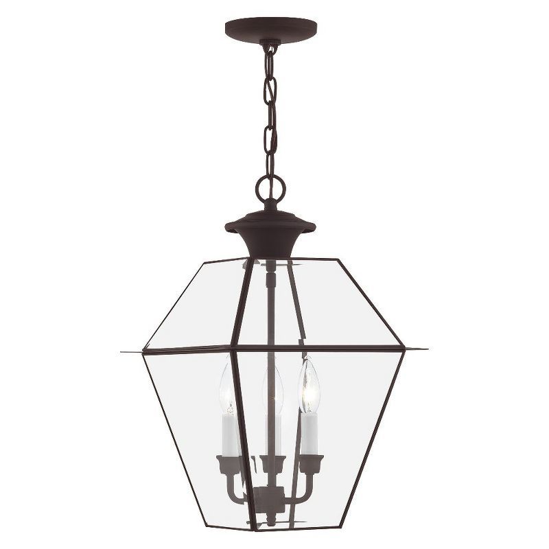 Charleston Elegance 3-Light Bronze Pendant with Clear Beveled Glass