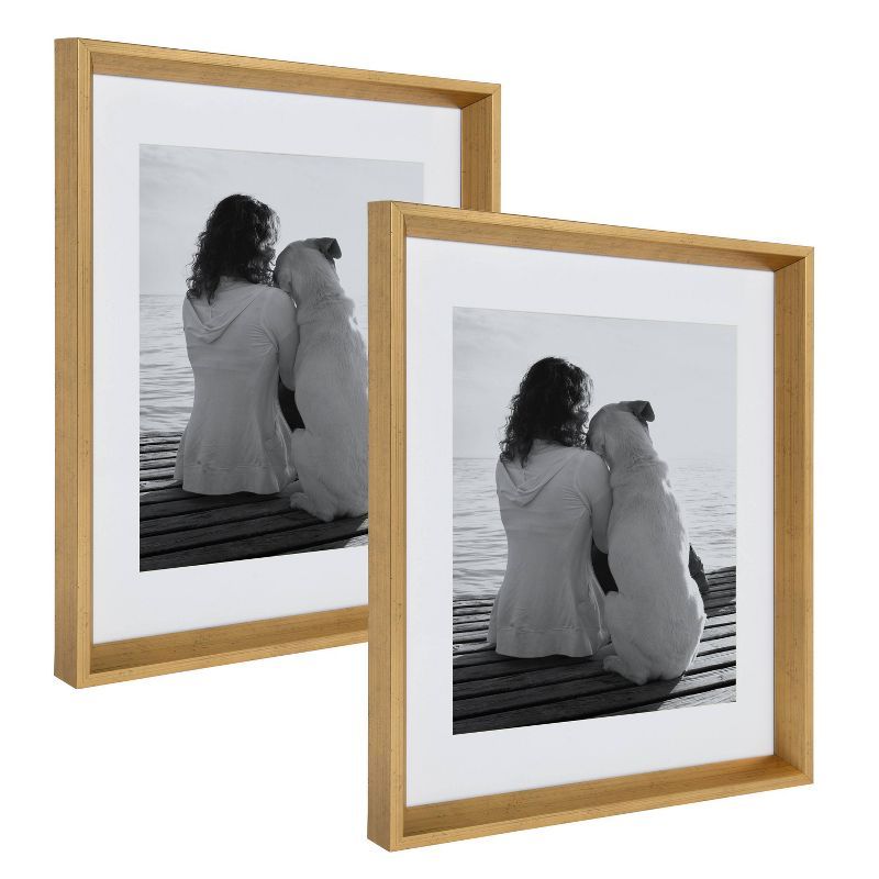 Gold 14x18 Classic Wall Picture Frame Set with White Mat