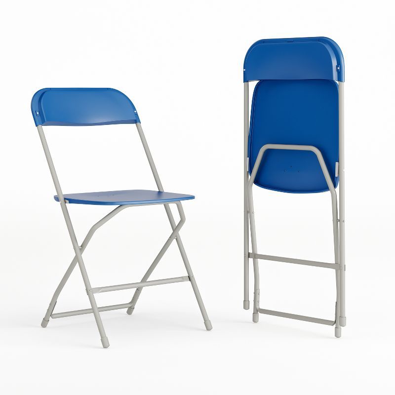 Blue Armless Metal Reception Folding Chairs - Set of 2