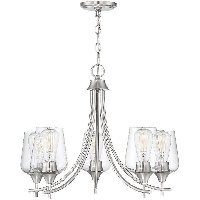 Satin Nickel 5-Light Chandelier with Clear Glass Shades