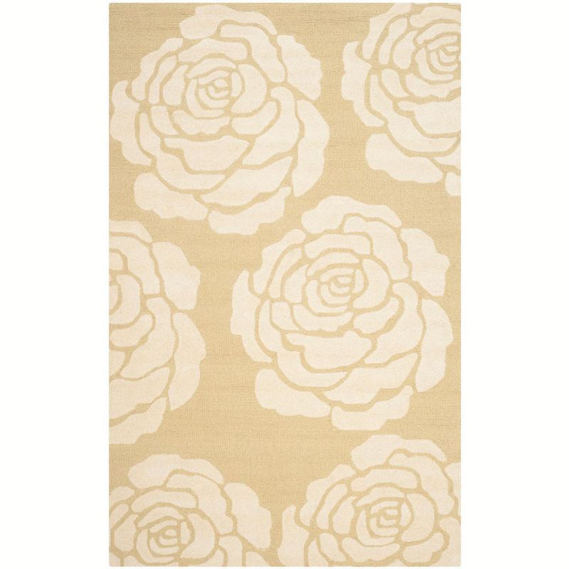 Handmade Light Gold and Ivory Wool Tufted 6' x 9' Rug