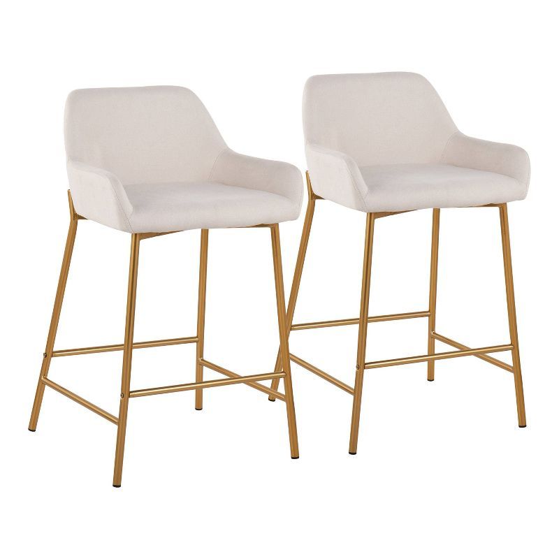 Elegant Daniella Cream Fabric Counter Stool with Gold Metal Frame