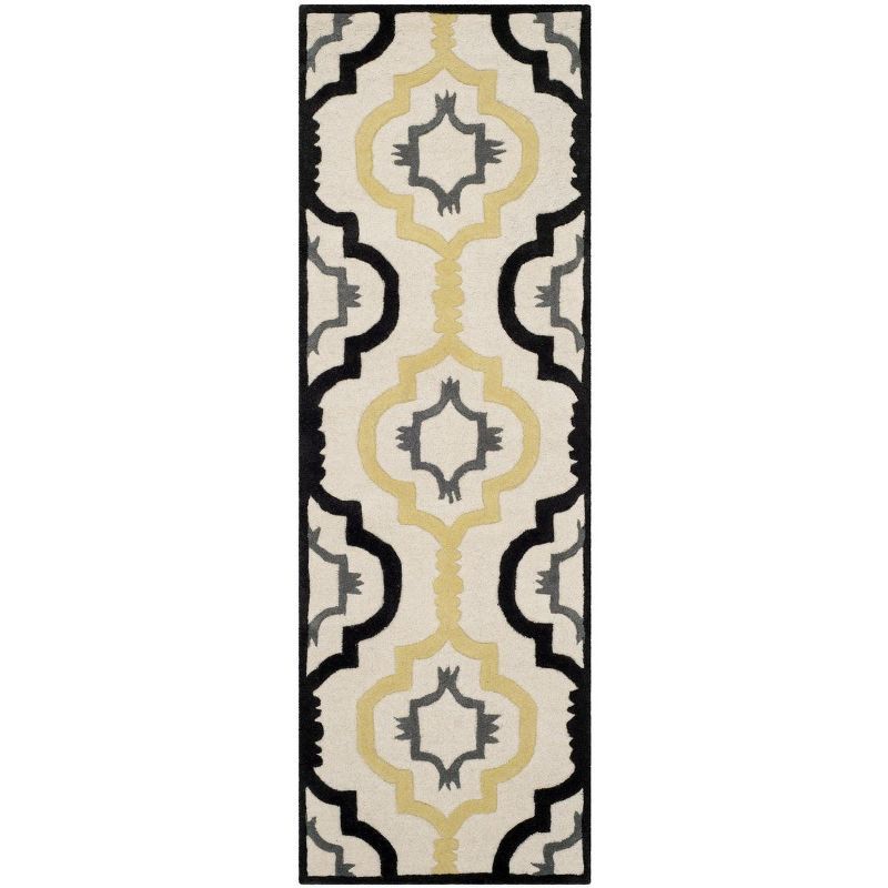 Off-White Handmade Wool Tufted Rug, 27" x 8"