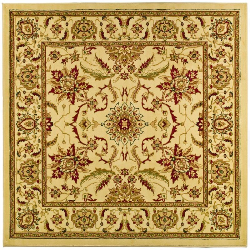 Elegant Ivory 6' Square Synthetic Easy-Care Area Rug