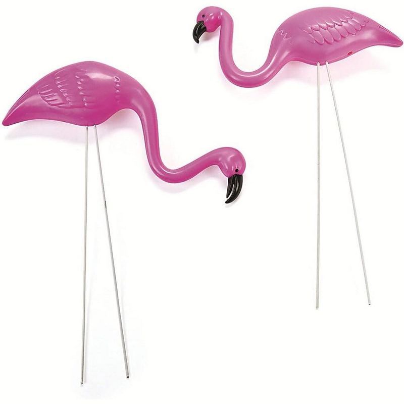 Mini Pink Flamingo Yard Ornaments with Wire Legs, Set of 2