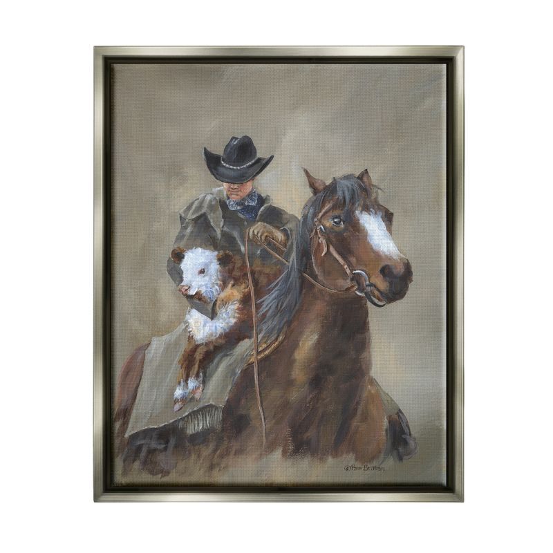 Western Cowboy with Horse and Dog Canvas Wall Art