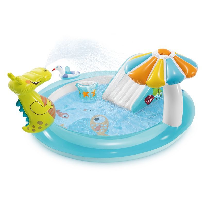 Intex Gator Inflatable Kiddie Pool with Slide and Sprinkler